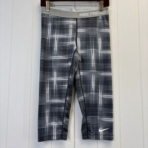 Nike Pro Combat Dri-FIT Women Active Capri Compression Leggings Size S Plaid